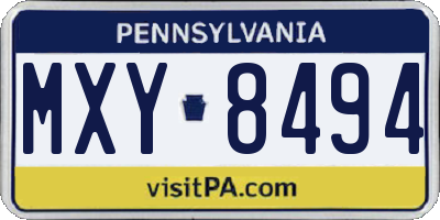 PA license plate MXY8494