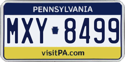PA license plate MXY8499