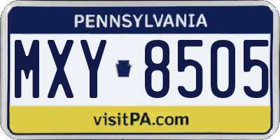 PA license plate MXY8505