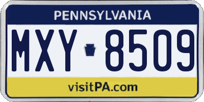 PA license plate MXY8509