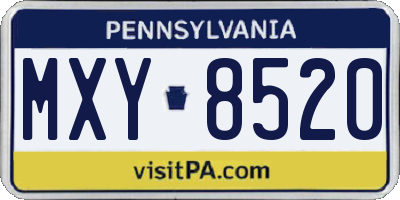 PA license plate MXY8520