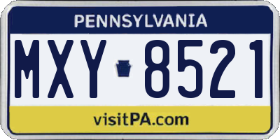 PA license plate MXY8521