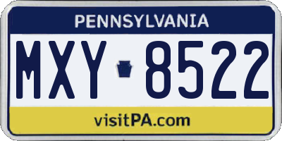 PA license plate MXY8522