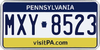 PA license plate MXY8523