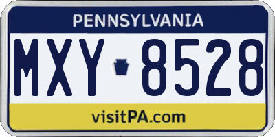 PA license plate MXY8528