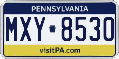 PA license plate MXY8530