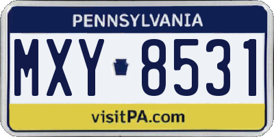 PA license plate MXY8531