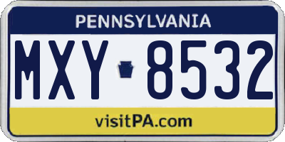 PA license plate MXY8532
