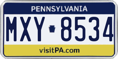 PA license plate MXY8534