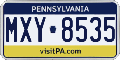 PA license plate MXY8535