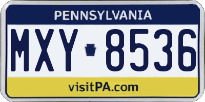 PA license plate MXY8536