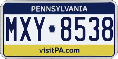 PA license plate MXY8538