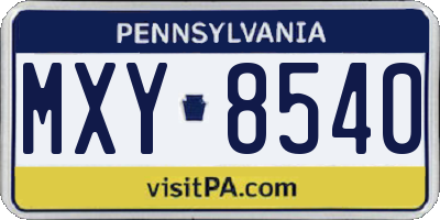 PA license plate MXY8540
