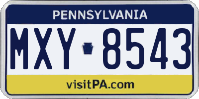PA license plate MXY8543