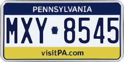 PA license plate MXY8545