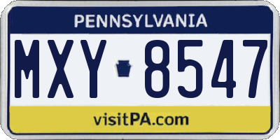 PA license plate MXY8547