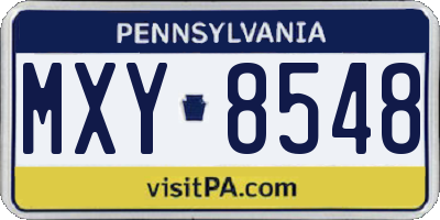 PA license plate MXY8548