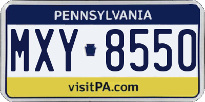 PA license plate MXY8550