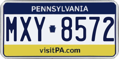 PA license plate MXY8572