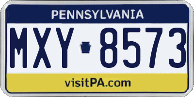 PA license plate MXY8573