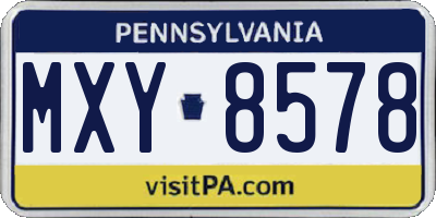 PA license plate MXY8578
