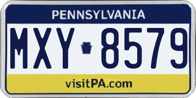 PA license plate MXY8579