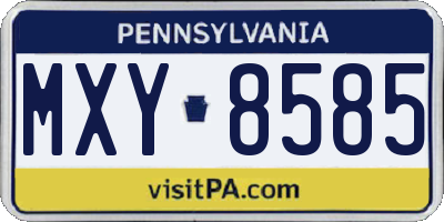 PA license plate MXY8585