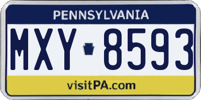 PA license plate MXY8593