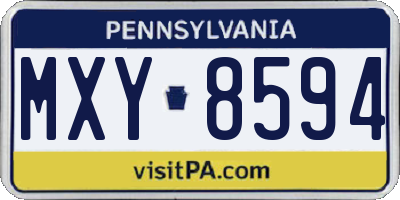 PA license plate MXY8594