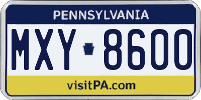 PA license plate MXY8600