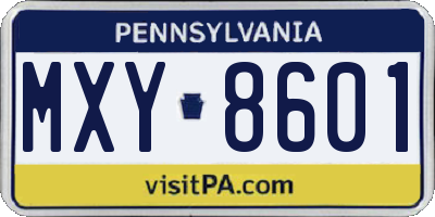 PA license plate MXY8601