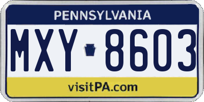 PA license plate MXY8603