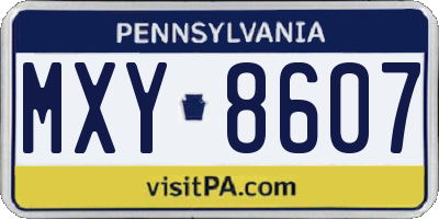 PA license plate MXY8607