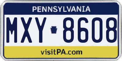 PA license plate MXY8608