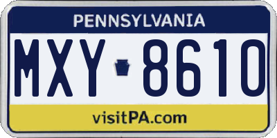 PA license plate MXY8610