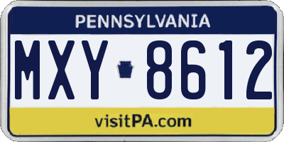 PA license plate MXY8612