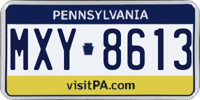 PA license plate MXY8613