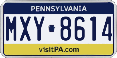 PA license plate MXY8614