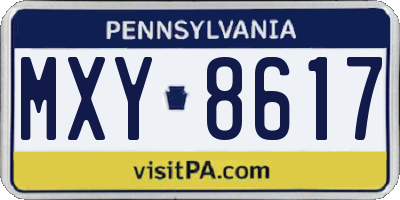 PA license plate MXY8617