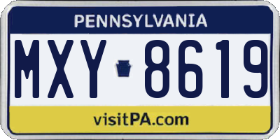 PA license plate MXY8619