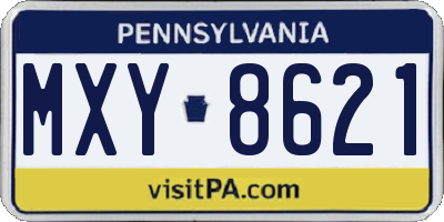 PA license plate MXY8621