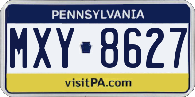 PA license plate MXY8627