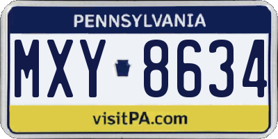 PA license plate MXY8634