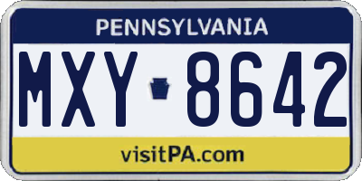PA license plate MXY8642