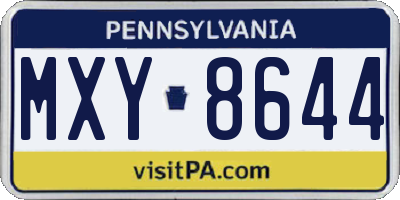 PA license plate MXY8644