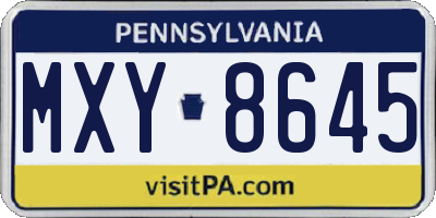 PA license plate MXY8645
