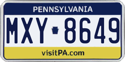 PA license plate MXY8649