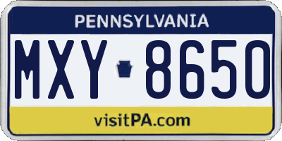 PA license plate MXY8650