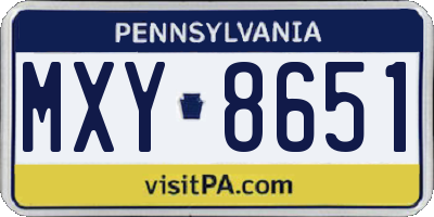 PA license plate MXY8651