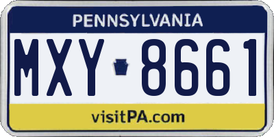 PA license plate MXY8661